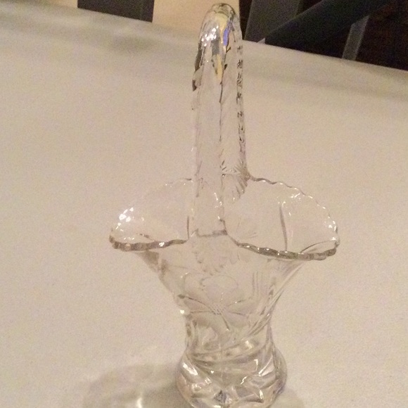 Art Vintage Etched Glass Basket Poshmark